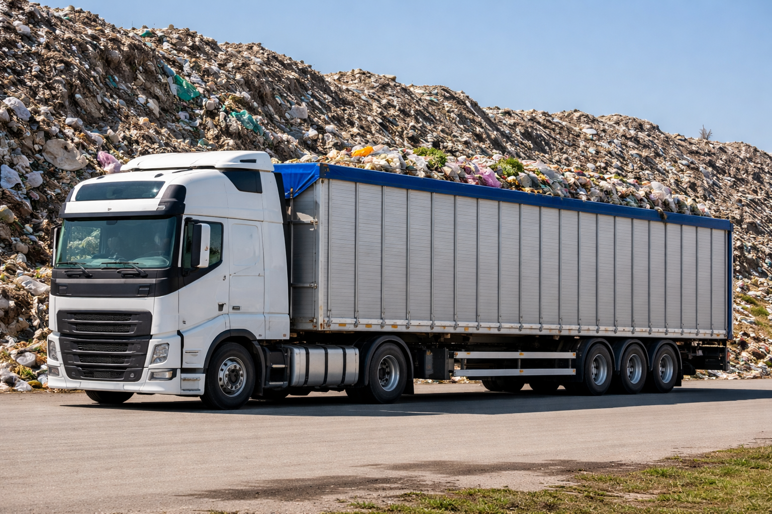 Typowa ciężarówka z ładunkiem 24 ton śmieci